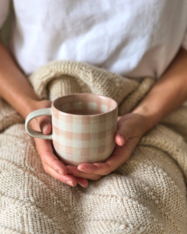 Robert Gordon Soft Terracotta Check Mug / Cat's Pyjamas