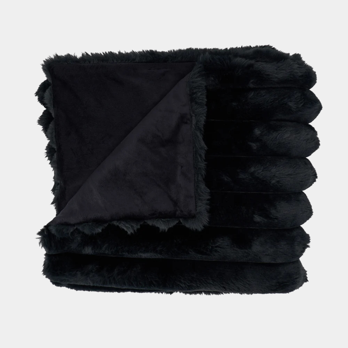 Throw Ribbed Fur - Black
