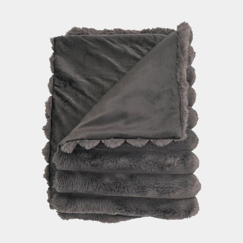 Throw Ribbed Fur - Grey