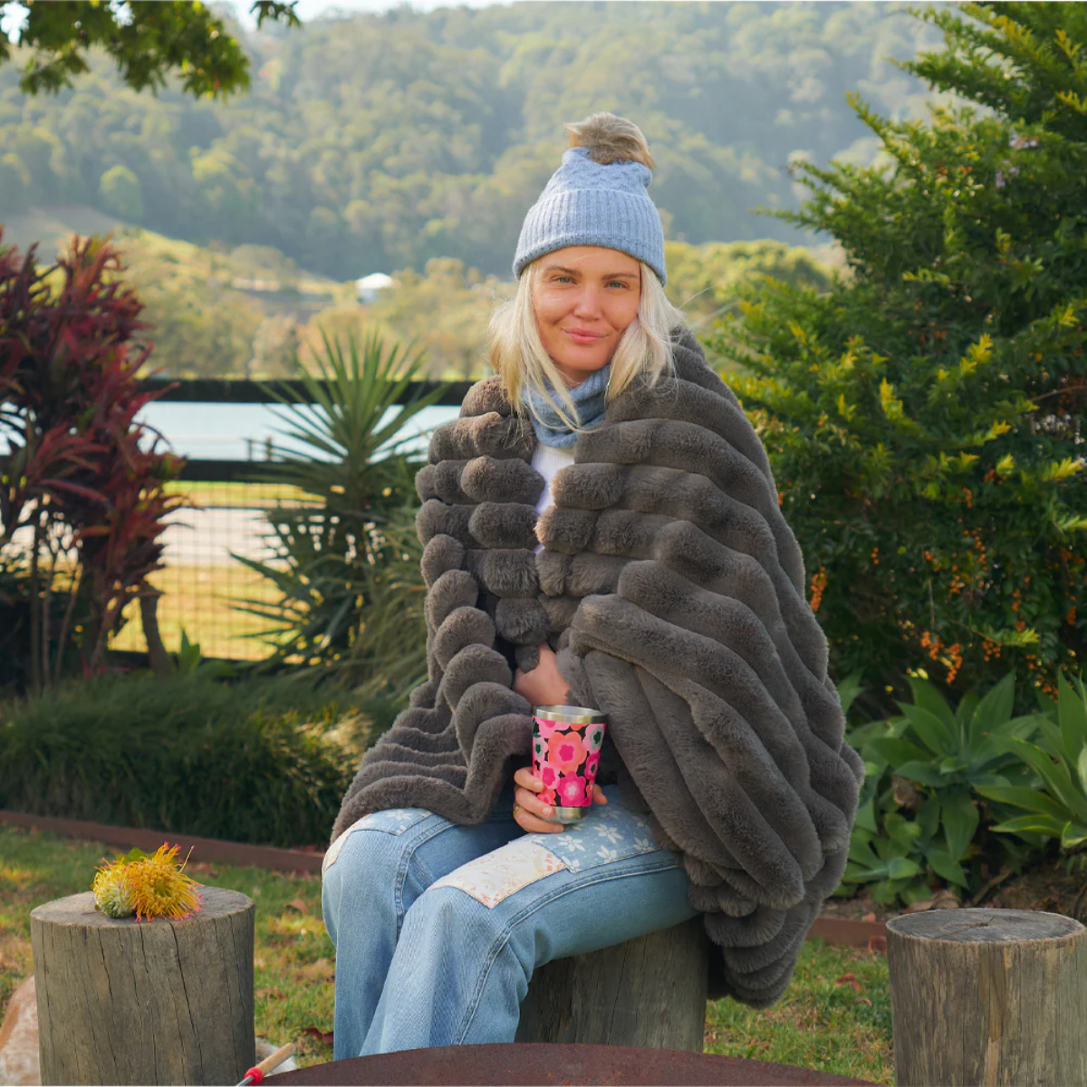 Throw Ribbed Fur - Grey