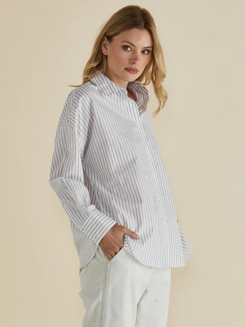 Artemis Shirt - Beige Lurex Stripe