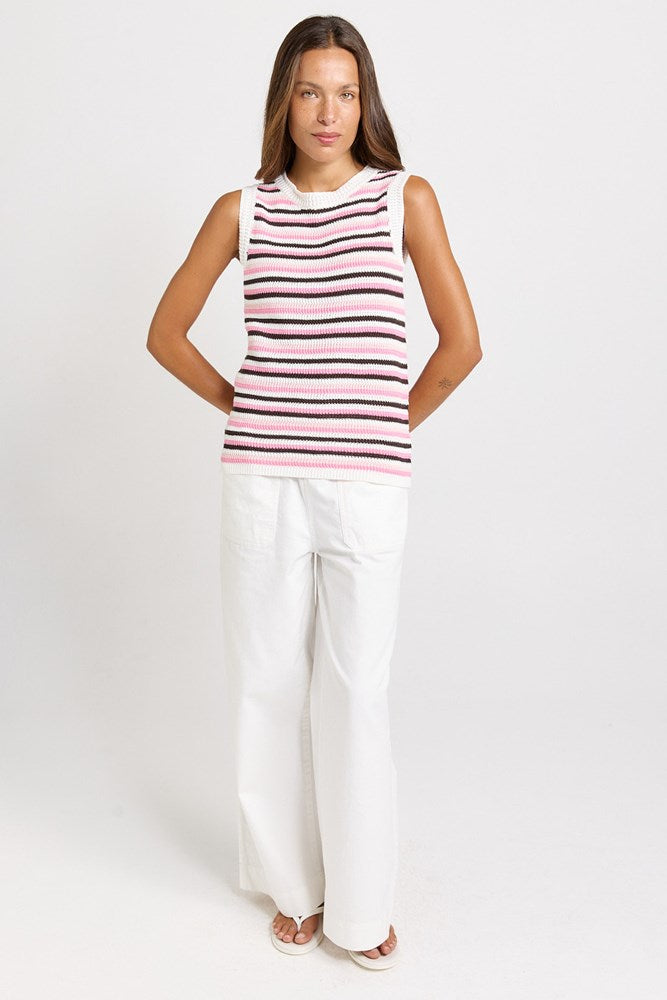 Betty Basics Roni Tank, Chocolate/Pink Combo