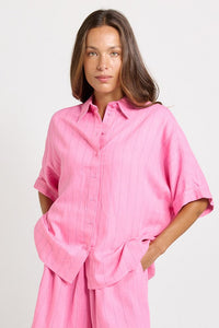 Betty Basics Ophelia Shirt, Pink/Teal Stripe