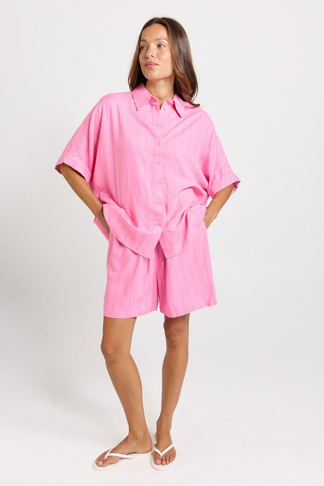 Betty Basics Ophelia Shirt, Pink/Teal Stripe