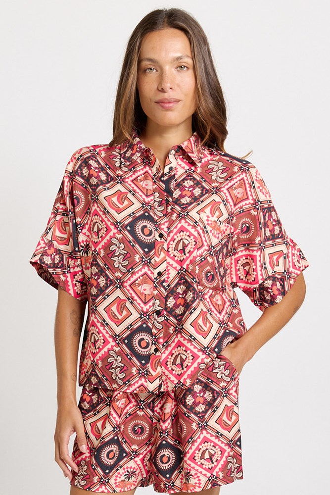 Betty Basics Sunset Shirt, Coco Print