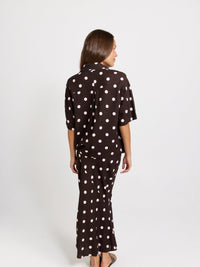 Betty Basics Sable Shirt, Pink/Choc Polka Dot