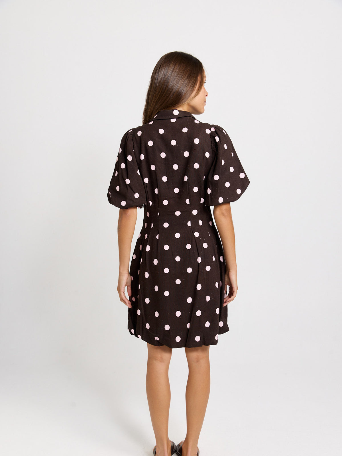 Betty Basics Nancy Shirt Dress, Pink/Choc Polka Dot