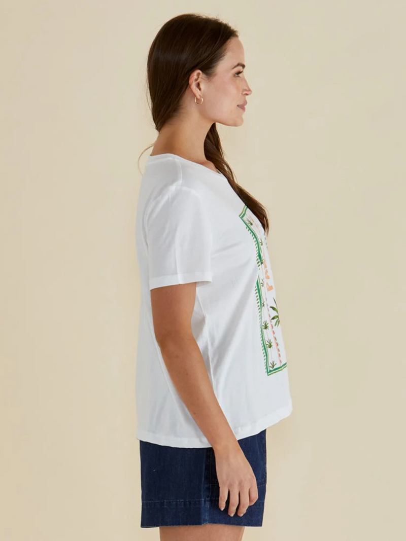 Ellia Crew Tee - Paradise Beach Print