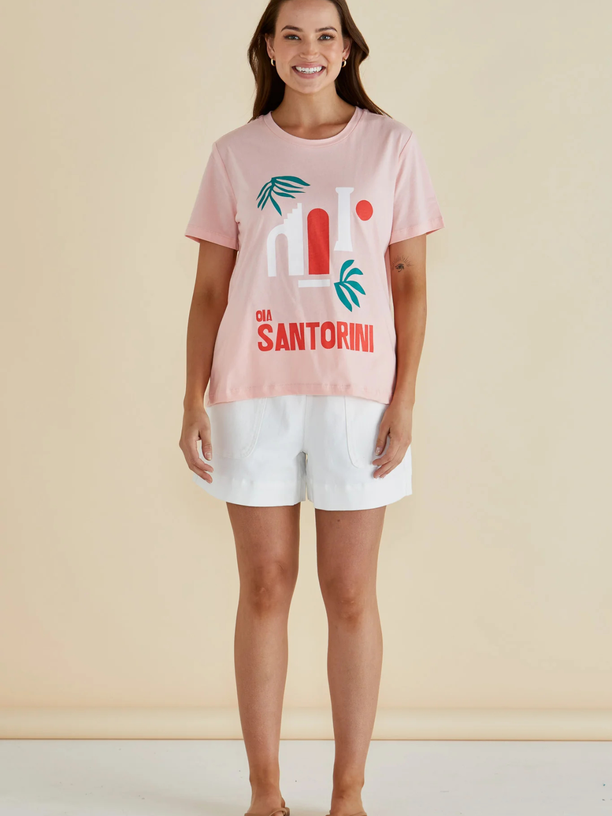Ellia Crew Tee - Santorini Print