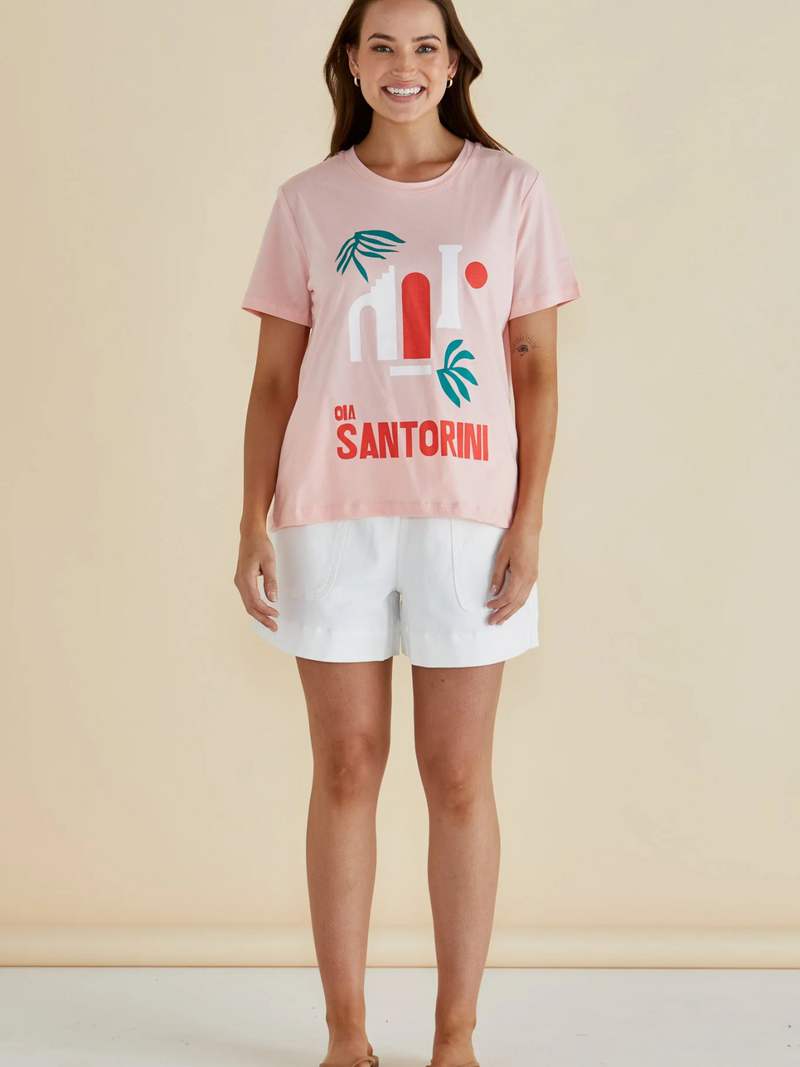 Ellia Crew Tee - Santorini Print