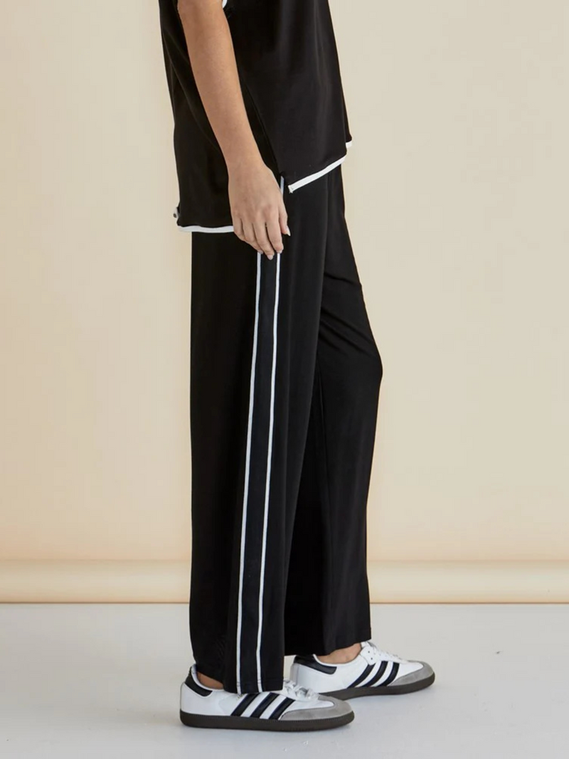 Evelyn Wide Leg Jogger - Black