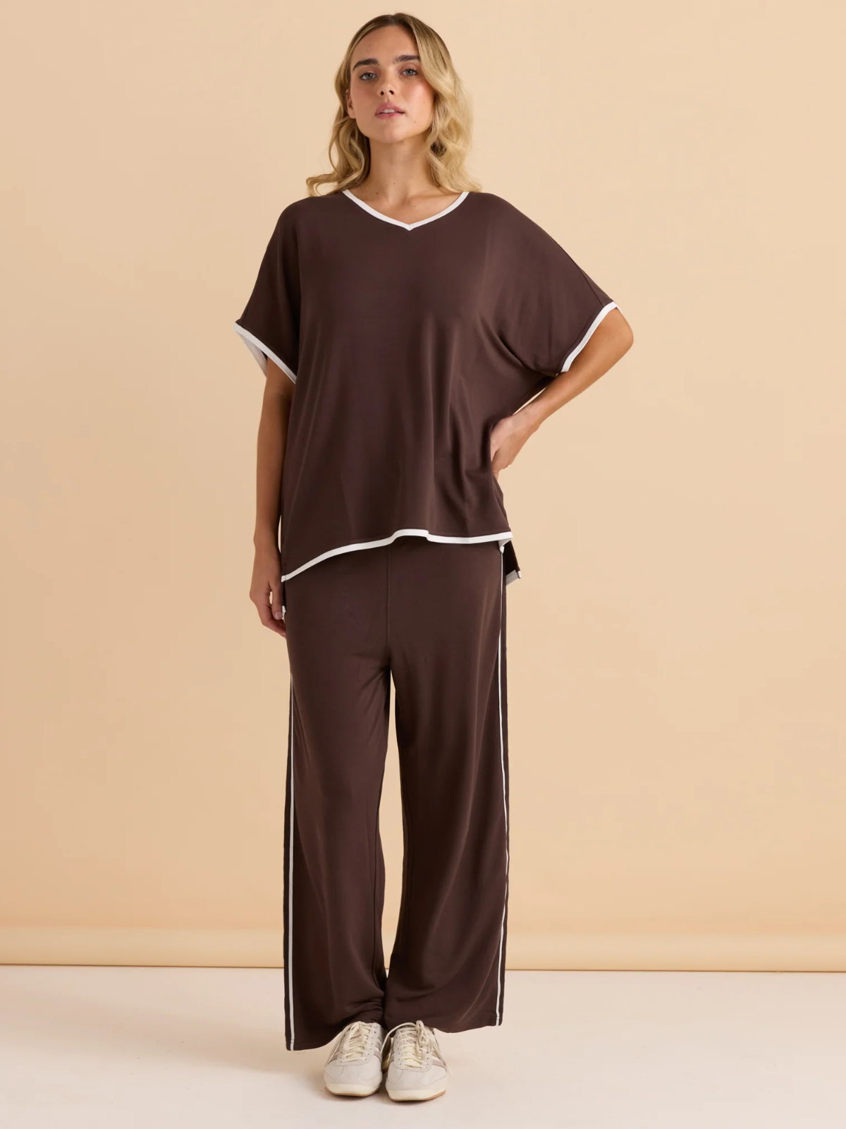 Evelyn Wide Leg Jogger - Chocolate