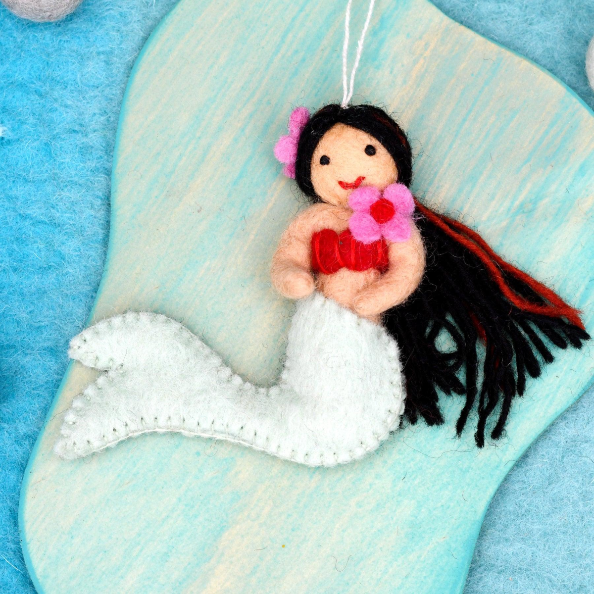 Felt Little Mermaid Hanging - Teal Tail