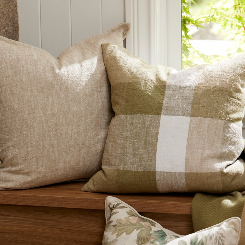 Heide Green Check Cushion