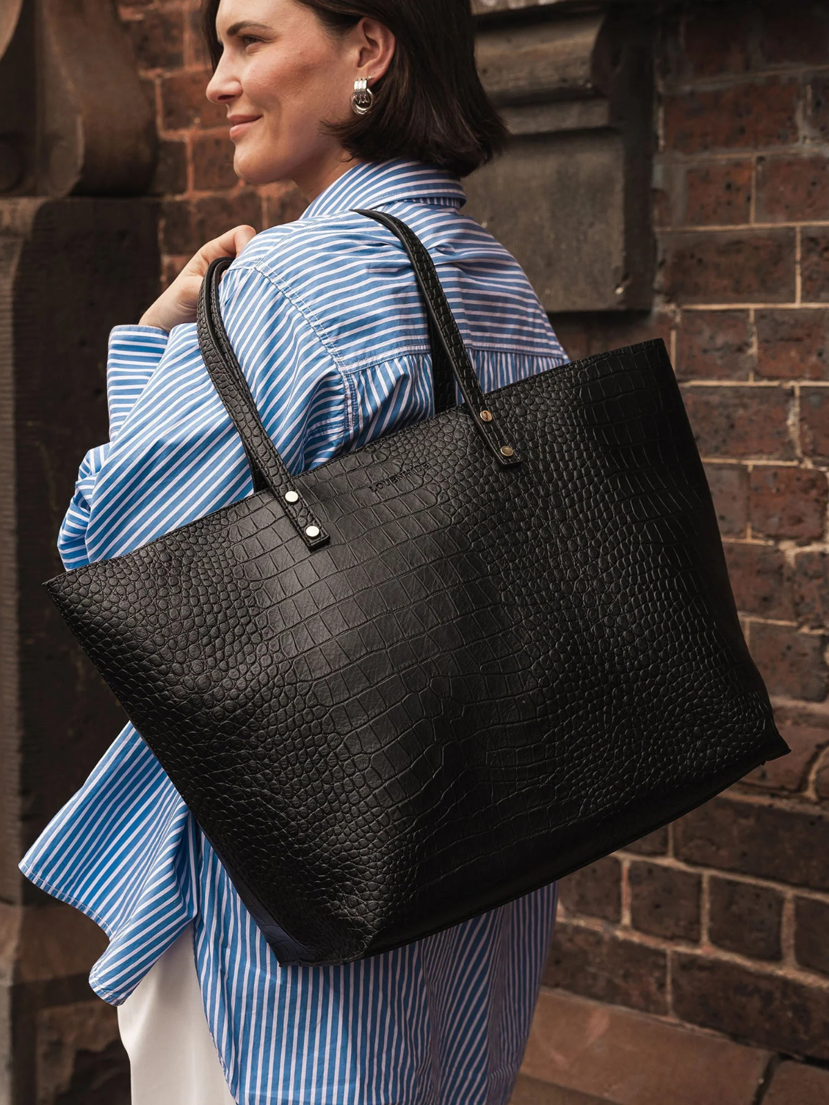 Hudson Tote Bag - Croc Black