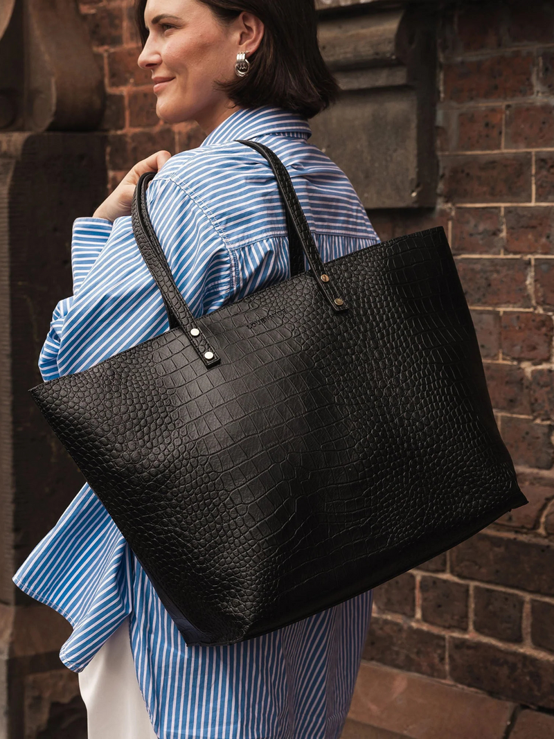 Hudson Tote Bag - Croc Black