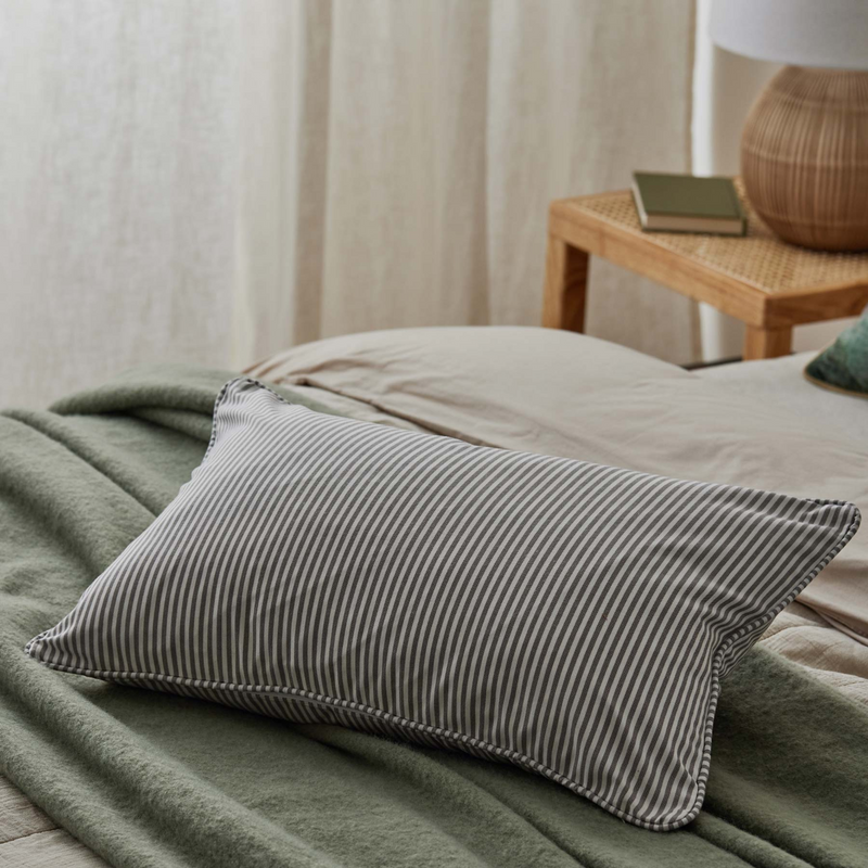 Morris Grey Stripe Lumbar Cushion