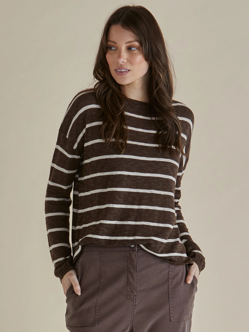Natasha Knit Top - Brown Stripe