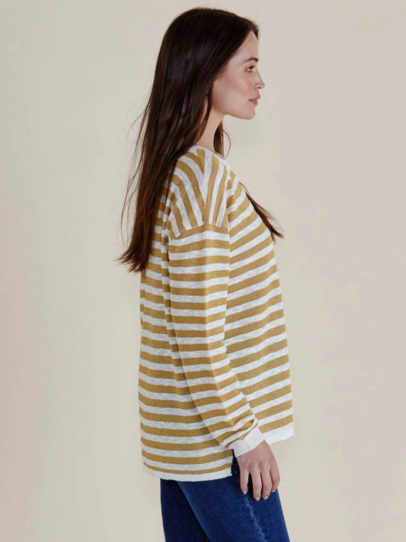 Natasha Knit Top - Gold Lurex Stripe