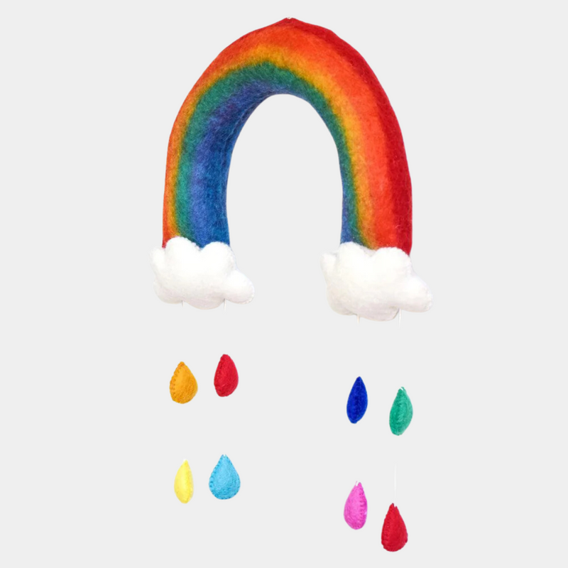 Nursery Mobile - Rainbow With Raindrops