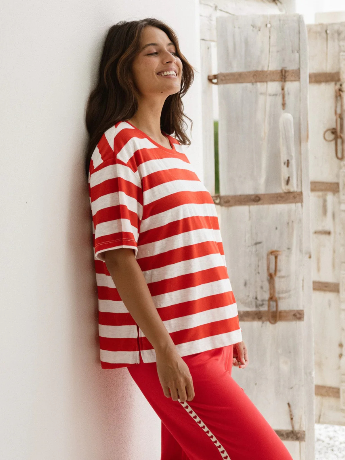 Relax Boxy Tee - Red Stripe