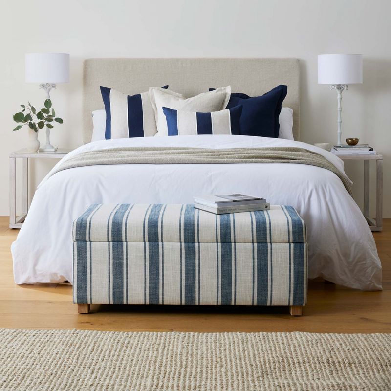 Riley Navy/linen Patch Cushion