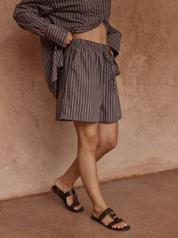 Sass Clothing Marmo Stripe Short, Choc Stripe