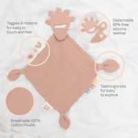 Silicone Muslin Comfort Teether - Rose