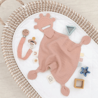 Silicone Muslin Comfort Teether - Rose