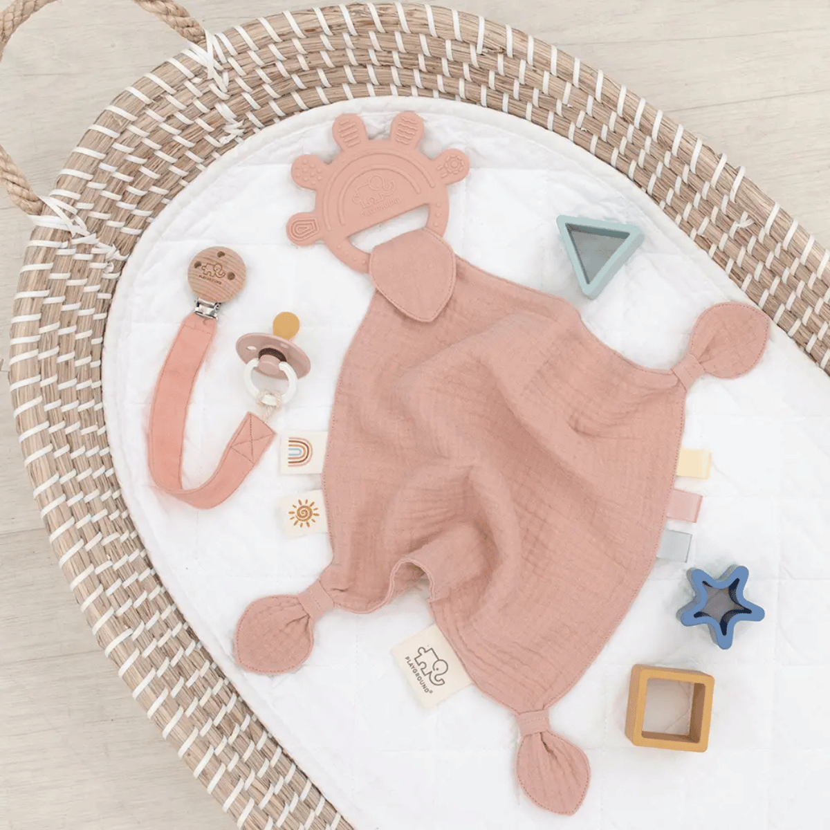 Silicone Muslin Comfort Teether - Rose