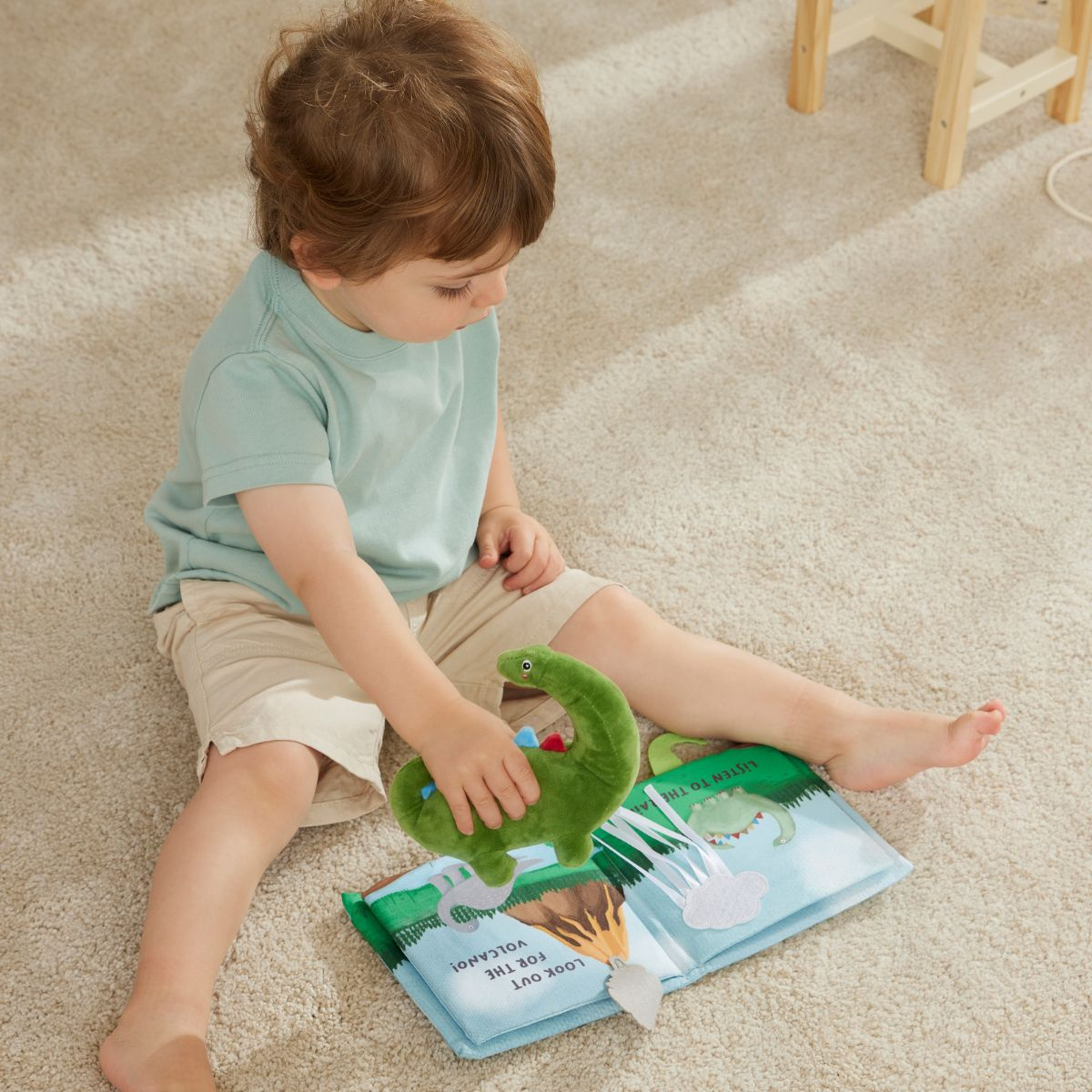 Activity Fabric Book & Toy Set - Dinosaurs - Jiggle & Giggle - Image 4