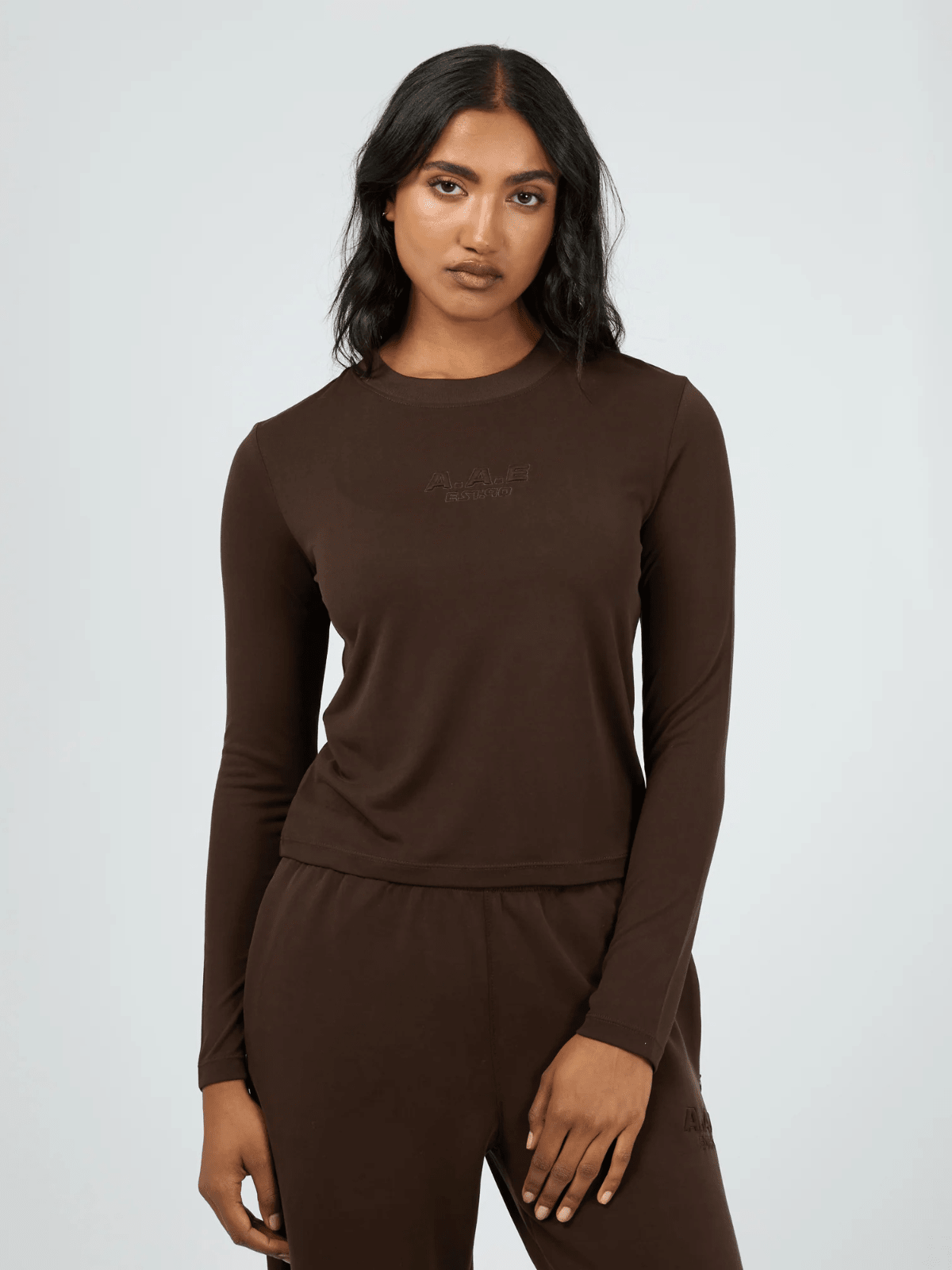 All About EveLuxe Active Long Sleeve Top - Brown