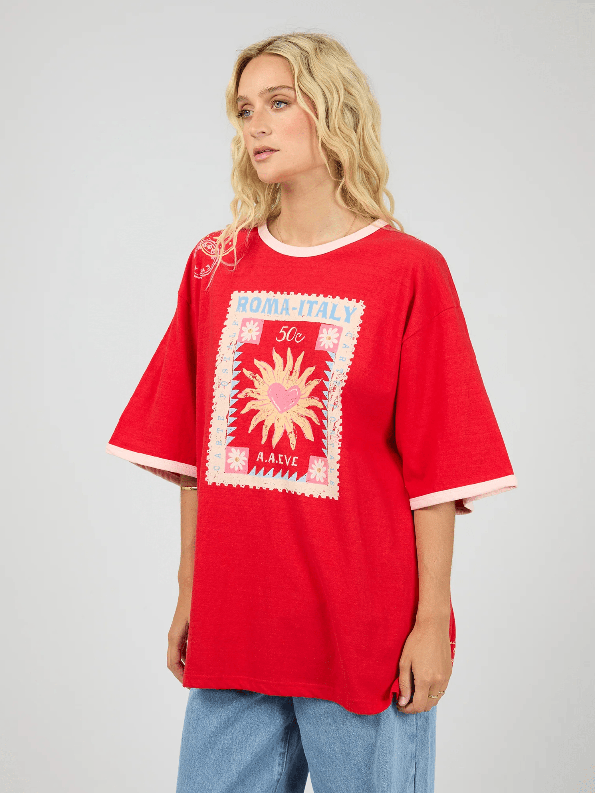All About EvePostcards Oversized Tee - Red