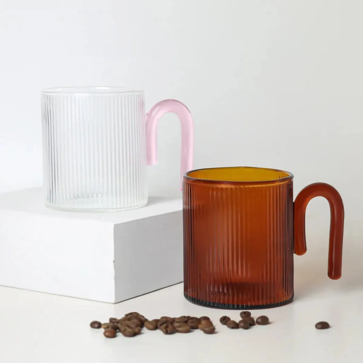 Archer Ribbed Glass Cup - Amber - Sage & Cooper - Image 2