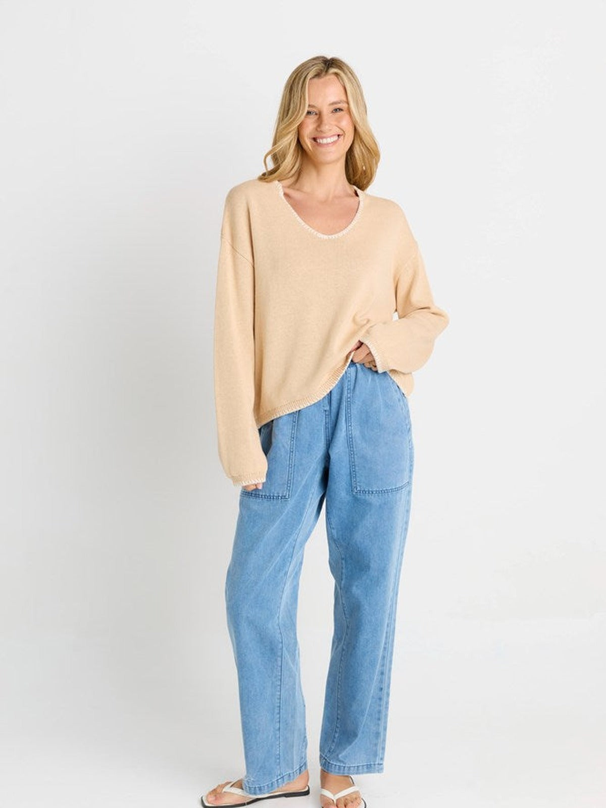 Ascot Stitch Sweater - Cream