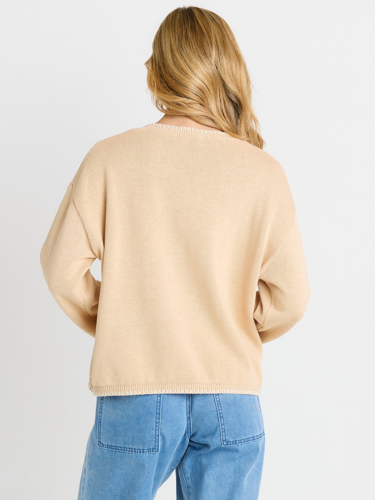 Ascot Stitch Sweater - Cream