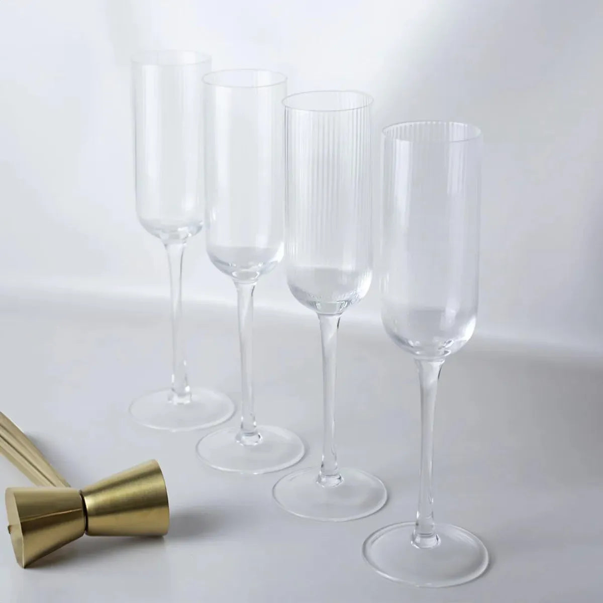 Atticus Ribbed Champagne Glass Set/4 - Sage & Cooper - Image 1