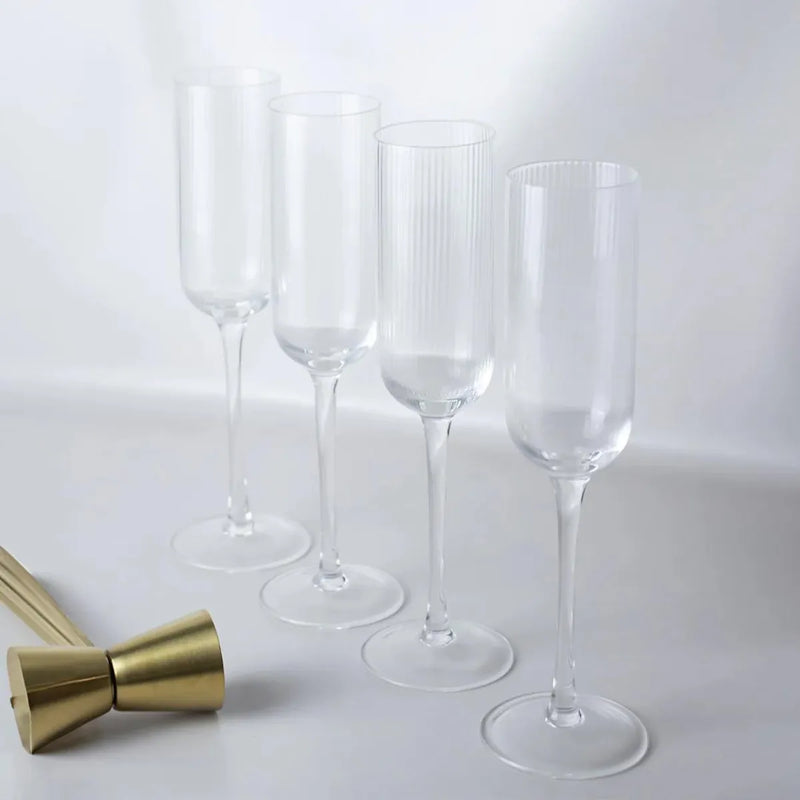 Atticus Ribbed Champagne Glass Set/4 - Sage & Cooper - Image 1