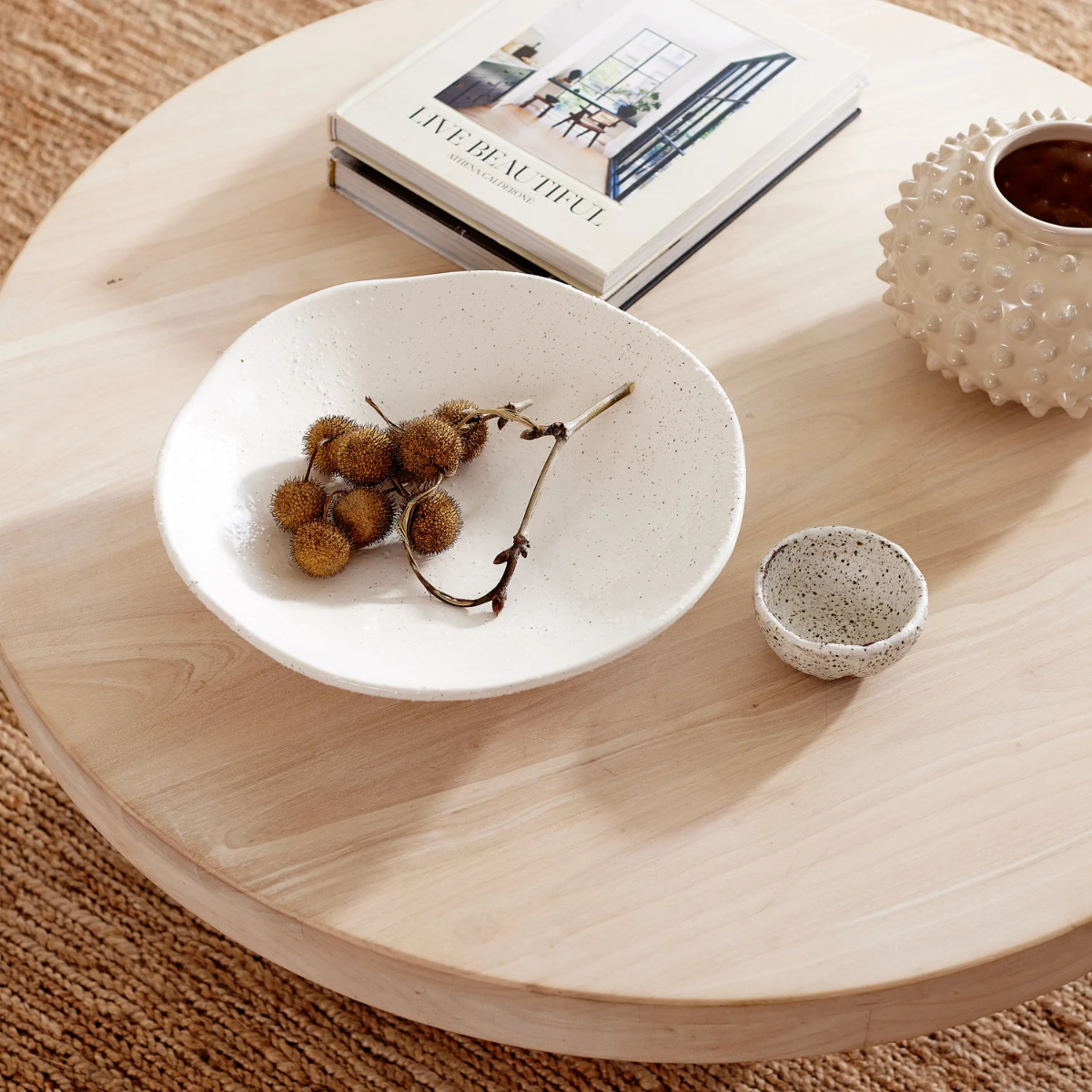 August Cream Pedestal Platter - Madras Link - Image 2