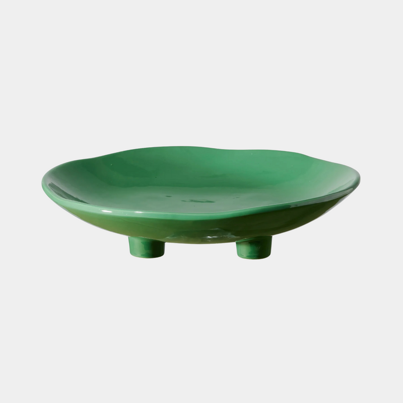 August Green Pedestal Platter - Madras Link - Image 1
