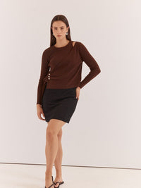 Azalea Wrap Sweater - Chocolate