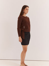 Azalea Wrap Sweater - Chocolate