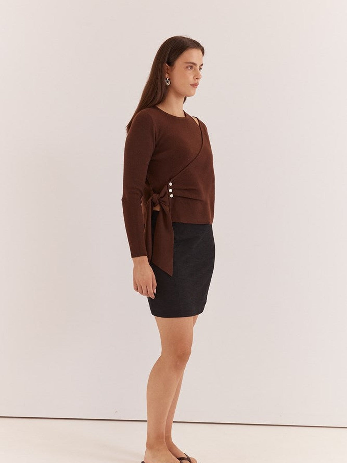 Azalea Wrap Sweater - Chocolate