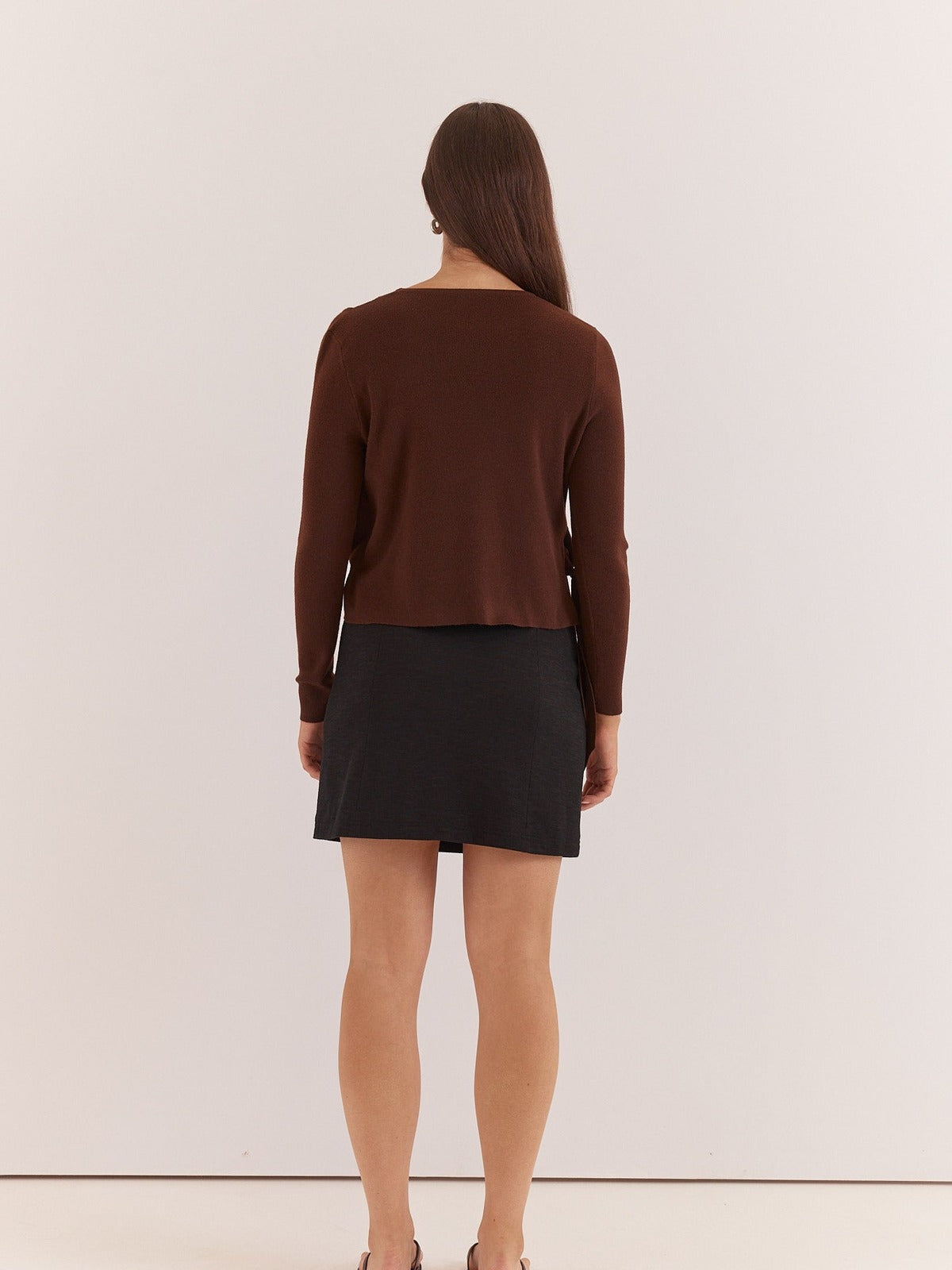 Azalea Wrap Sweater - Chocolate