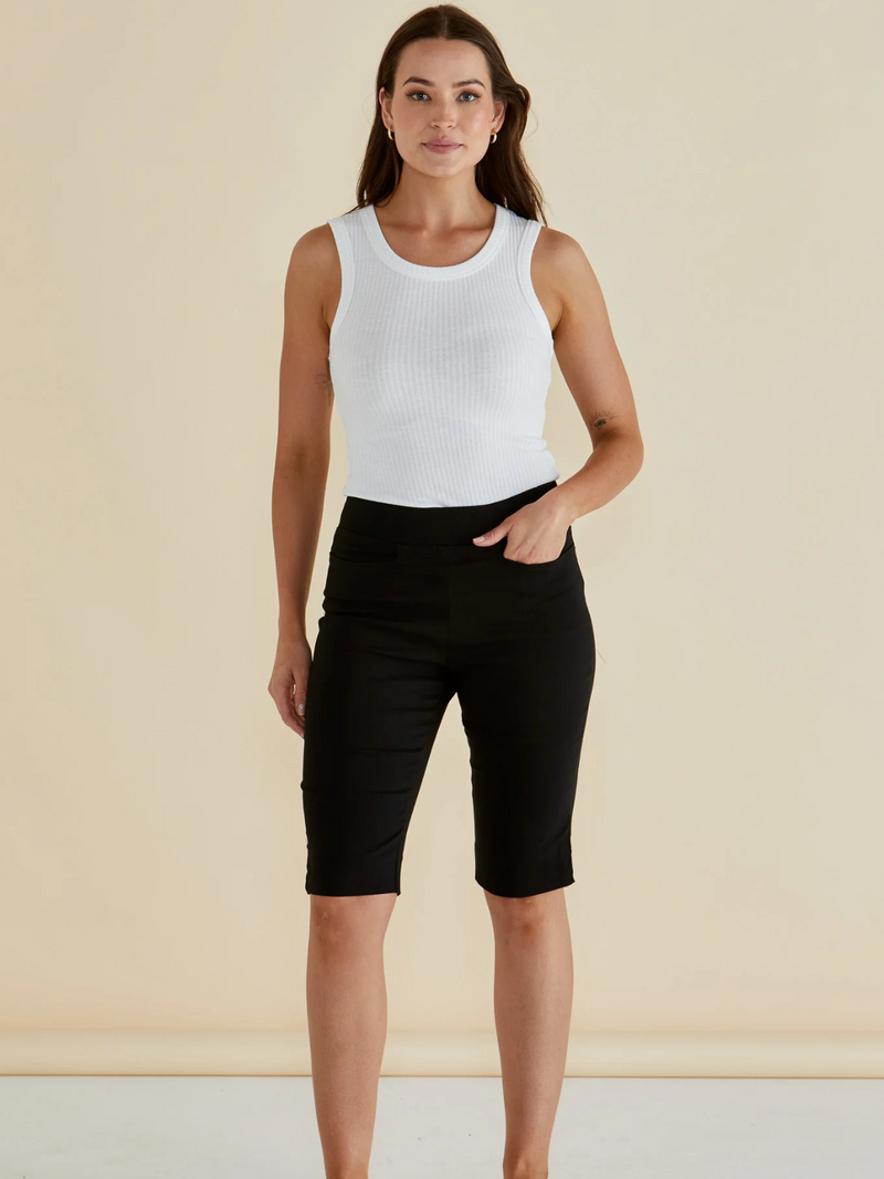 Bermuda Bengaline Short - Black - Betty Basics - Image 1