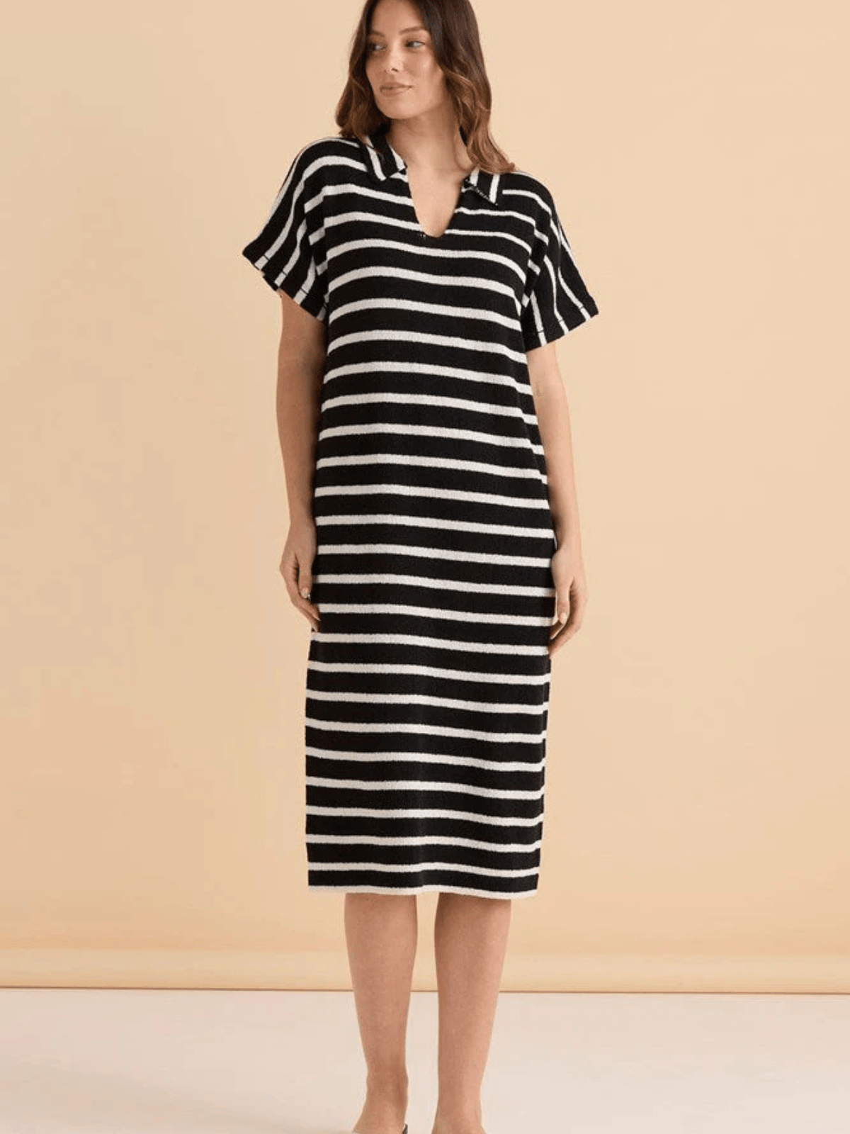Betty BasicsBradford Knit Polo Dress - Cream/Black