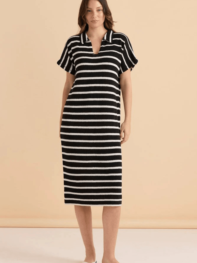 Betty BasicsBradford Knit Polo Dress - Cream/Black