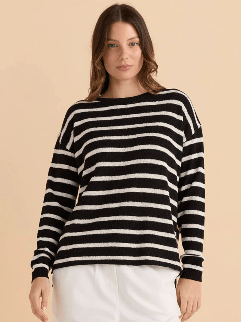 Betty BasicsBradford Knit Top - Cream/Black