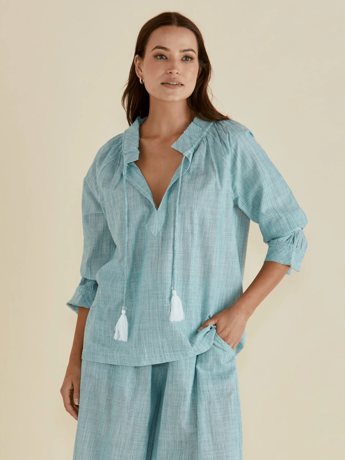 Betty BasicsCharli Blouse - Green Stripe