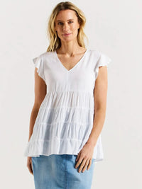 Betty BasicsDanica Frill Top - White